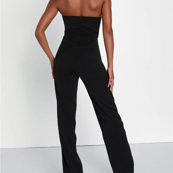 Lulus Striking Attitude Black Strapless Surplice Black Sz L #23 - Picture 2 of 6